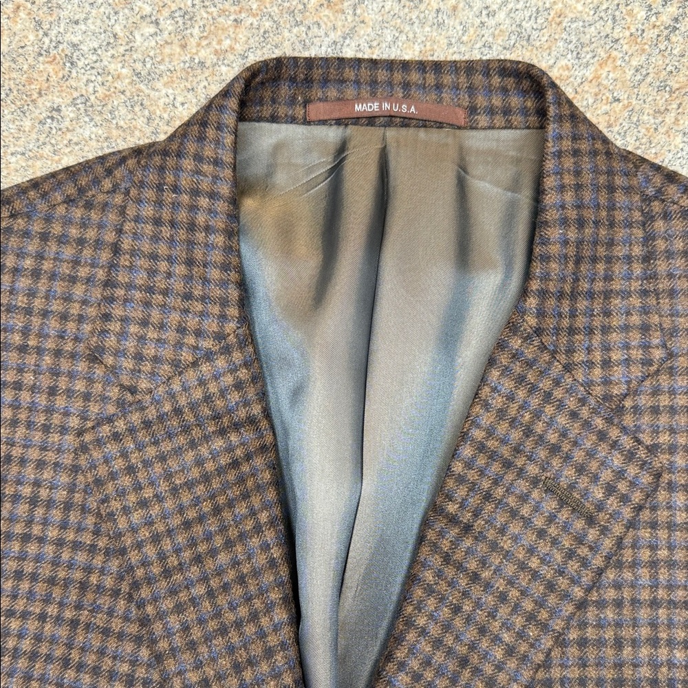 Hickey Freeman Brown and Black Houndstooth Blazer